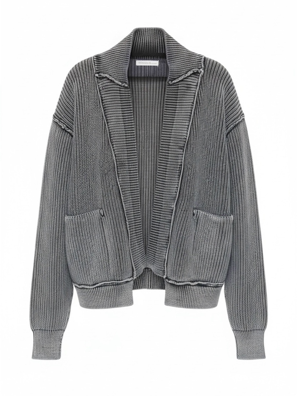 Zenana Gray Ribbed Open-Front Cardigan - Size Medium
